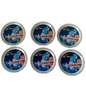6 Vintage Fabulous Las Vegas Metal Coasters Barbary Flamingo Casino